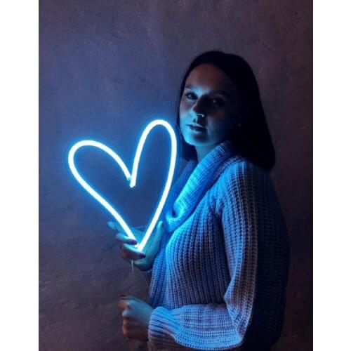 Custom Heart Neon Sign Led Flex Transparent Acrylic Light Decor Window Wall Hanging for Home Room Bedroom Wedding Party Decor