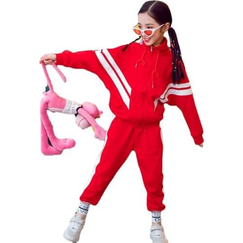 New Spring Girls Clothing Sets Teenage Autumn Tracksuit Kids Plus Size Sportswear Girls Suit Costume Sports Cotton Suits CA589