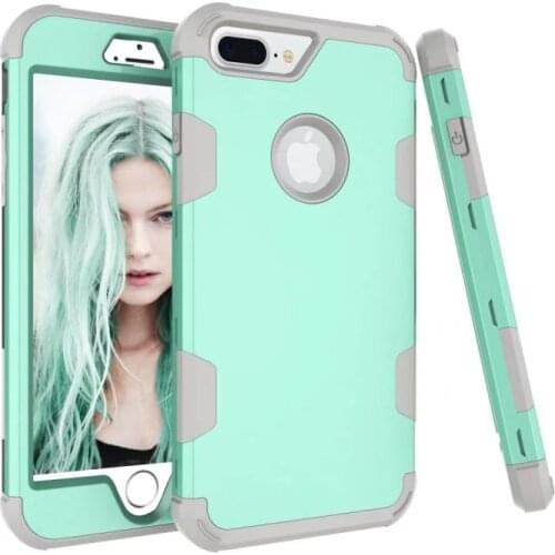 New 3-in-1 Dual Layer PC+Silicon Shock Resistant Phone Cases for iPhone 7 Plus Contrast color & Lifted Bezel Design Phone Cases