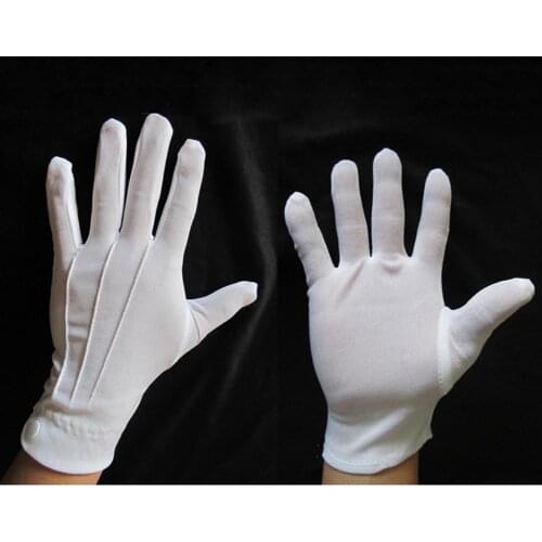 1 Pair White Gloves Thin Section Driving Security Plus Inspection Work Button Wenwan Etiquet Q1Z2 Protective Long Gloves Qu W0R6