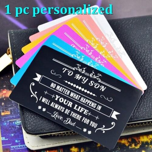 Personalized Metal Wallet Card Insert Custom Laser Engraved Message Card Romantic Gift Hand Writting Love Greeting Card KP009