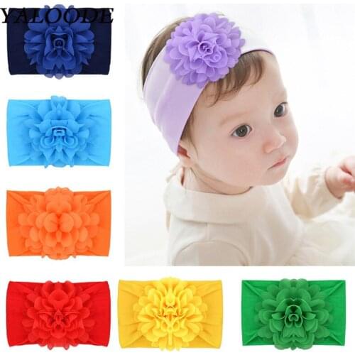 YALOODE New Baby Headband Flower Newborn Baby Girl Turban Infant Toddler Elastic Hair Band Haarband Baby Hair Accessories