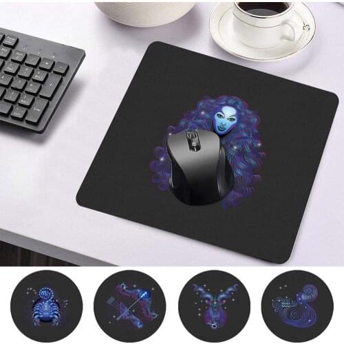 Durable PU Leather Computer Mouse-pad Anti-slip Waterproof Zodiac Pattern Fashion Mouse Mat Portable Game Laptop Mousepad
