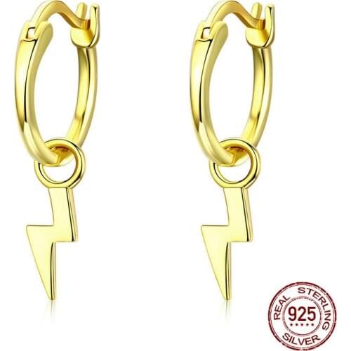 Efle sterling silver earrings S925 gold lightning ear nail European and American pop jewelry hot gold-plated ear