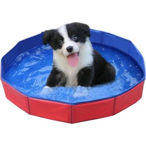 Foldable Dog Pool Slip-Resistant Kiddie Pool Portable PVC Pet Dog Swimming Pool Plastic Kiddie Pool for Dog Pet Kids Bath Pool