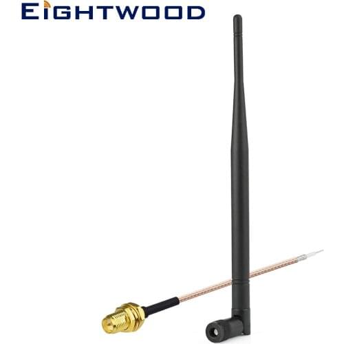 Eightwood 868 MHz GSM Antenna RP-SMA Plug +RP-SMA Plug Pigtail Cable RG178 15cm for GSM Wireless Wifi Homematic CCU2 CC1101 Ha