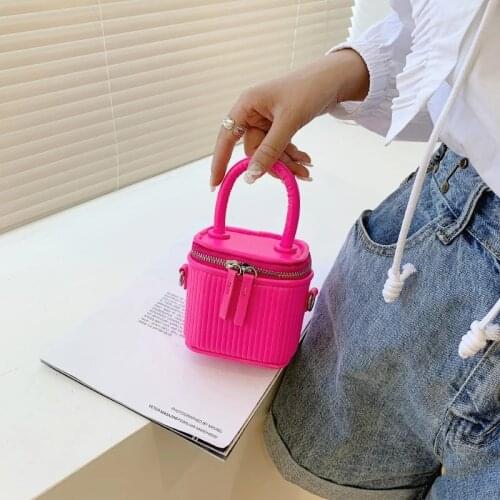 Luxury Mini Box PU Leather Crossbody Bag with Short Handle for Women 2021 Cute Phone Shoulder Handbag and Purses Pink Green