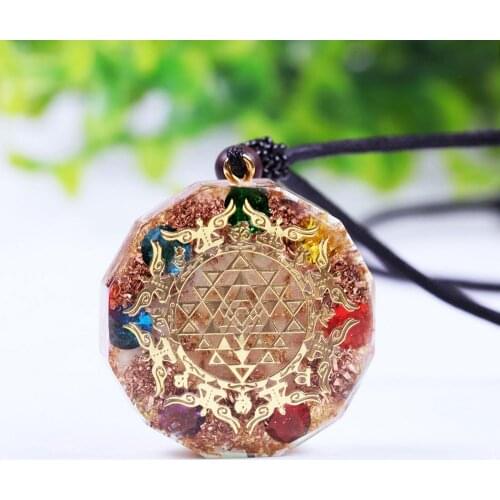 Luminous Orgonite Pendant Sri Yantra Necklace Chakra Healing Energy Necklace Meditation Jewelry Emf Protection Chakra Healing