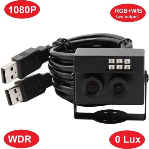 USB Webcam 1080P AR0230 WDR No distortion Dual Lens Mini USB Camera RGB W/B output Web Camera Infrared for PC Computer,Laptops