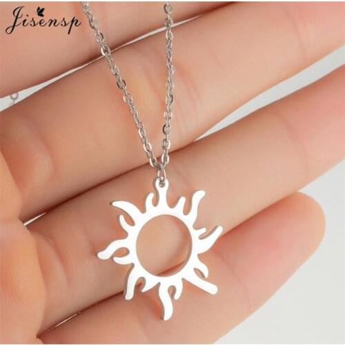 Vintage Stainless Steel Necklace Ethnic Sun Totem Pendent Necklace for Women Boho Charm Celestial Birthday Jewelry Collier Femme