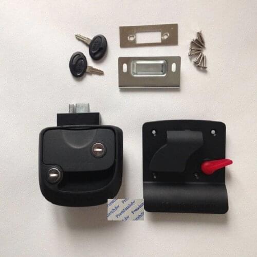 Black RV Paddle 32-38mm Door Latch Travel Camper Trailer Motorhome Paddle Entry Door Lock Latch Handle With DEADBOLT