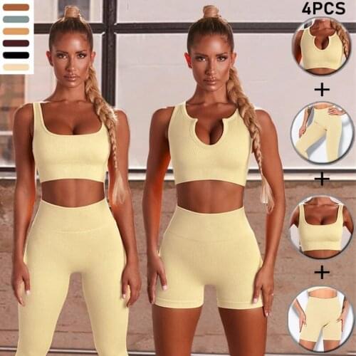 3pcs Women Seamless Yoga Set Sport Suit Gymwear Workout Clothes Long Sleeve Gym Crop Top High Waist Leggings Fitness Spm Clothes