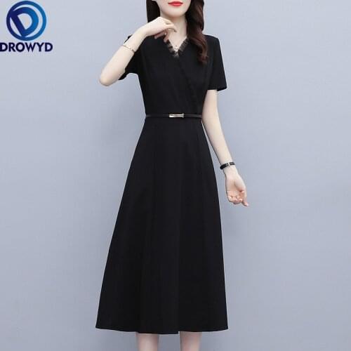 2021 Summer Beach Boho Midi Dress for Women Fashion V-neck Short Sleeve Chiffon Long Dresses Elegant Black Sexy Party Vestidos