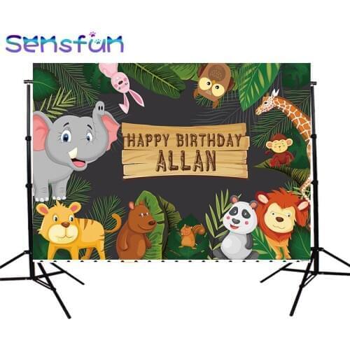 Zy261 Animals theme Elephant Liong King Backdrops Custom Children Birthday Photography Background Studio Party Decoration