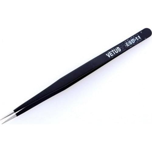 1pcs Vetus ESD-11 Anti-magnetic Anti-acid Non-corrosive Stainless Tweezers High Precision Tweezer Professional Tools