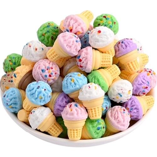 10/20/50 Pcs Resin Scrapbooking Ice Cream Cone DIY Crafts Phone Shell Patch Decor Arts Hair Accessories Food Toys Embellishment