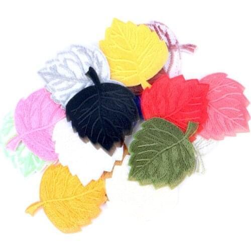 Mix Multicolor Leaves Embroidery Fabric Appliqued Sewing Patches Garment Accessory Decoration Badge Stickers 57mmx46mm 10pcs