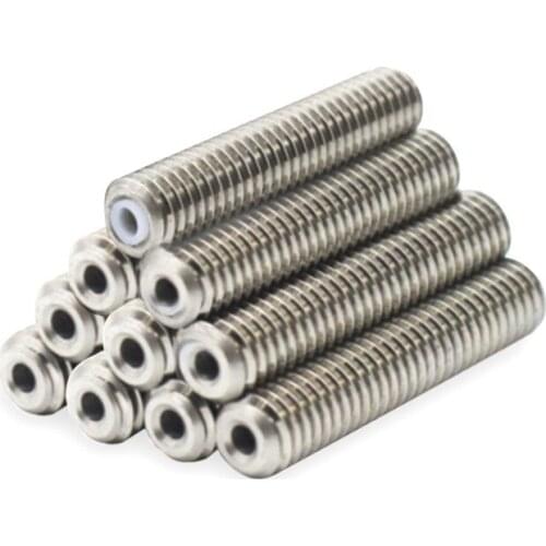 10pcs M6x30 Nozzle PTFE Throat White PTFE tube inside for MK8 Anet A8 A2 3D Printer Extruder HotEnd 1.75mm
