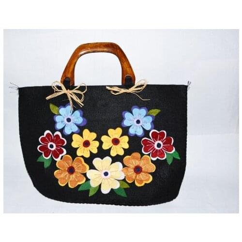 2021 Fashion Handmade Woven Bag Luxury Woven, Handmade Straw Bag with Flower Motif