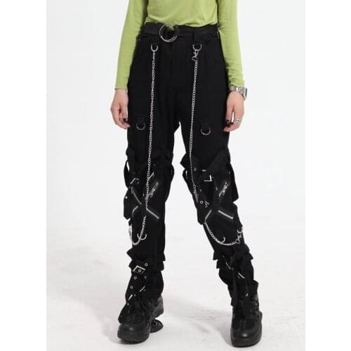 29-38 New 2021 Men Women clothing GD Hair Stylist fashion Gothic rend punk non-mainstream chain Pants plus size Singer costumes