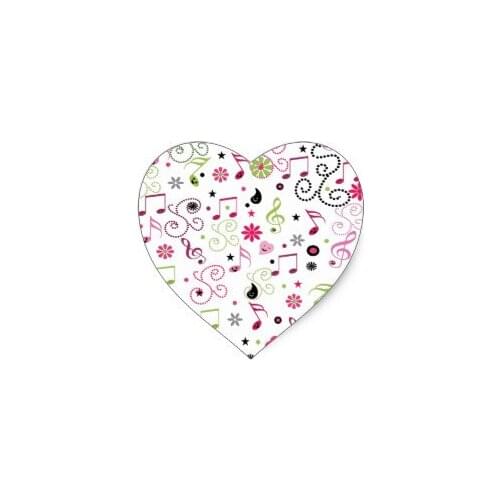 3.8cm Cute adorable smiley music notes flowers heart sticker