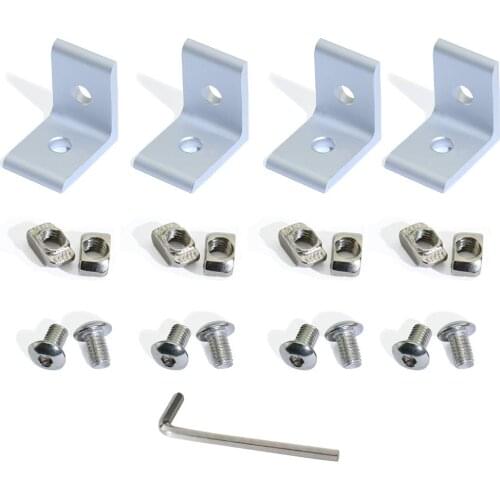 4/10 Sets 2 Hole 90 Degree Inside Corner Bracket Kit for 2020 3030 4040 Aluminum Extrusion Profile 20x20 with T Nuts Screws