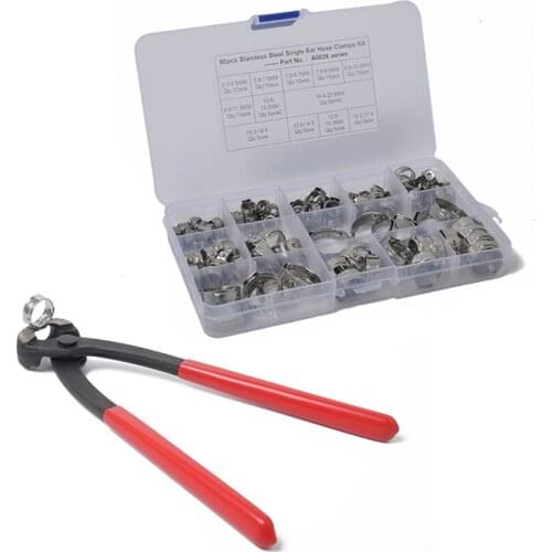 90PCS Single Ear Clamp Hose Clamp Stainless Steel Air Hydraulic Hose Clamps With Clamp