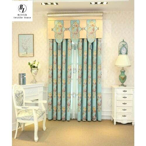 American Aesthetic Romantic Emerald Green Chenille Jacquard Semi- Blackout Curtain for Living Room and Bedroom Custom Curtains