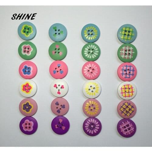 SHINE Wooden Sewing Buttons Scrapbooking Round Mixed Four Holes 20mm Dia. 30PCs Costura Botones decorate bottoni botoes