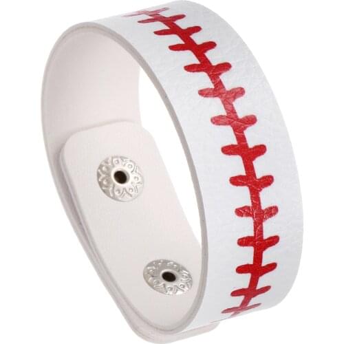 ZWPON Fashion Flag Pattern PU Leather Bracelet Football Soccer Vegan Leather Button Bracelet for Woman Female Jewelry