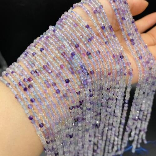 Natural Stone Beads Fluorite Faceted loose Beads 3mm For Jewelry Making DIY Necklace Bracelet Earrings Accessory