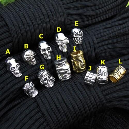 Paracord Beads Metal Charms Skull For Paracord Bracelet Accessories Survival,DIY Pendant Buckle for Paracord Knife Lanyards
