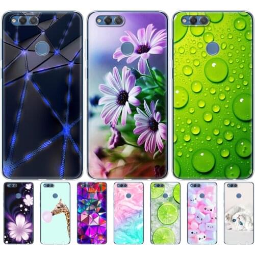 Cover phone case for huawei honor 7X soft tpu silicon back cover 360 full protective printing transparent honor 7X clear coque