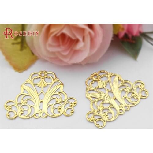 F756)20 pieces 37x29mm Not plated color Brass Decorative Spacer Diy Jewelry Findings Accessories Wholesale