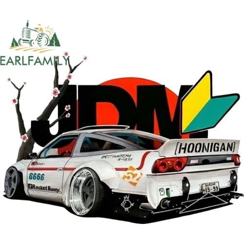 EARLFAMILY 13cm x 9.3cm JDM Japan Racing Car Vinyl Sticker Car Bumper Decal Waterproof Accessories Funny Car Stickers