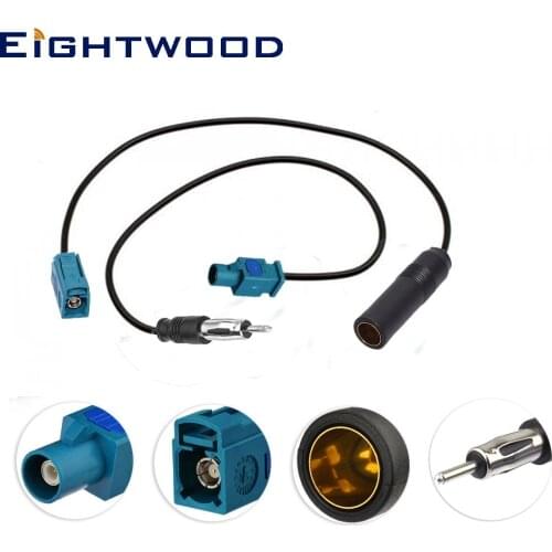 Eightwood 1pair Fakra Antenna Adapter Kit Fakra to Din Aerial Connector Fakra Z Waterblue/5021 to Din 41585 for AM FM Modulator
