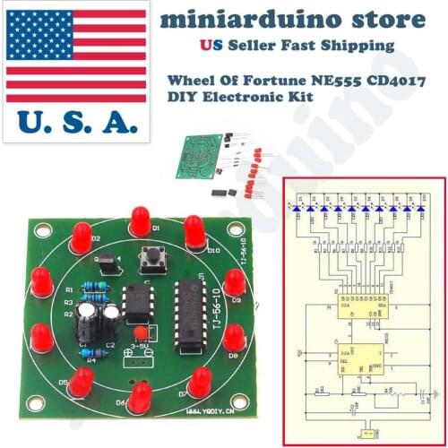 Electronic NE555 CD4017 Wheel Of Fortune DIY Kit Lucky Turntable Welding Training LED Flashing Light Rotary Suite Fun Gift Game