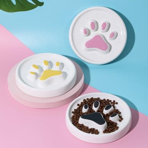 Ceramic Pet Dog Cat Feeding Food Bowl Puppy Slow Down Eating Feeder Dish Plate Prevent Obesity Choking Pet Supplies Dropshipping