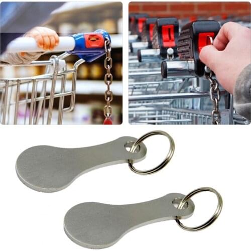 2Pcs Shopping Trolley Keys Removable Anti Rust Stainless Steel Shopping Trolley Removers for Daily Use