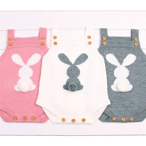 Citgeett Newborn Baby Boys Girls Rabbit Knitting Wool Sleeveless Bodysuit Jumpsuit Outfits Cute Sweater Anime Clothing