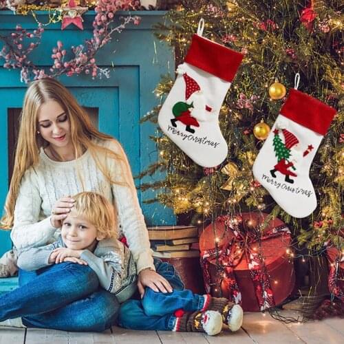 2Pcs Christmas Stockings Santa Claus Stockings Decorations for Xmas Holiday Party Home Decor Childrens Gift Candy Bag