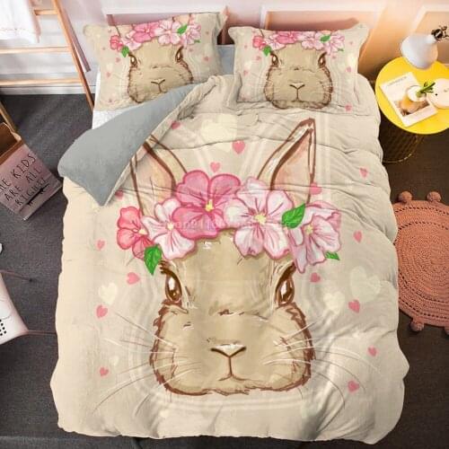 Cute Rabbit Happy Easter Day Bedding Set for Baby Kids Children Eggs Duvet Cover Set Pillowcase Queen Size Quilt Cover Lovely