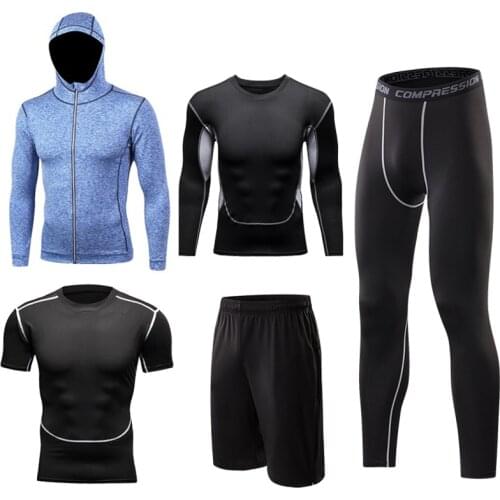 Running Sets Men Sport Suits Quick Dry Basketball Soccer Tights Compression Gym Fitness Sportswear Jogging Training Sets Clothes