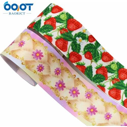 Fruits Flower Thermal Transfer Printed Grosgrain Ribbons 38MM 10Yards Bow Cap DIY Party Gift Packaging Materials L-201205-1437