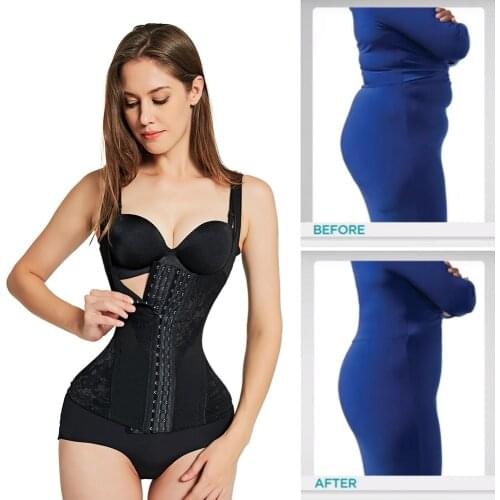 Corset Waist trainer 6 Steel bones bustier corset top plus size women slimming underwear tummy shaper control modeling vest