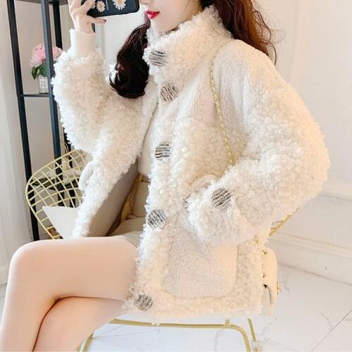 Women Lamb Fur Sweet Style Thicken Jacket Autumn Winter Parkas Short Coats Outwear Slim Warm Casual Cotton Stylish Outerwear