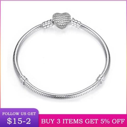 LByzHan Hot Sale 100% 925 Sterling Silver Heart Bracelet Fit Original Beads Charms DIY Jewelry Gift For Women CMB906