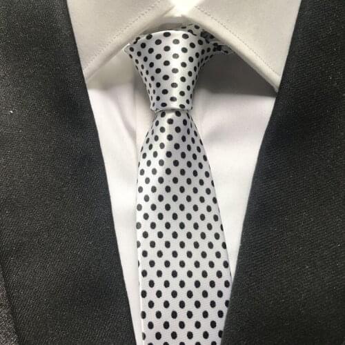 Hot Fashion 2 Inches Ties White with Black Dots Necktie Free Shipping