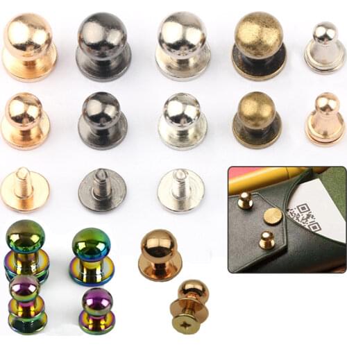 Meetee 10pcs 4-12mm Round Head Nail Buckle Metal Screw Nipple Rivet Clasp Bag Belt Fastner Studs Buckles Screws Button Accessory