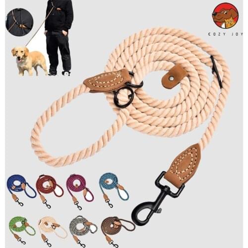 Multi function high quality pet dog traction rope polyester adjustable training with pet dog traction rope collar one piece rope